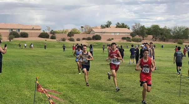 Senior Brandon Trupp finishing strong in a race. 