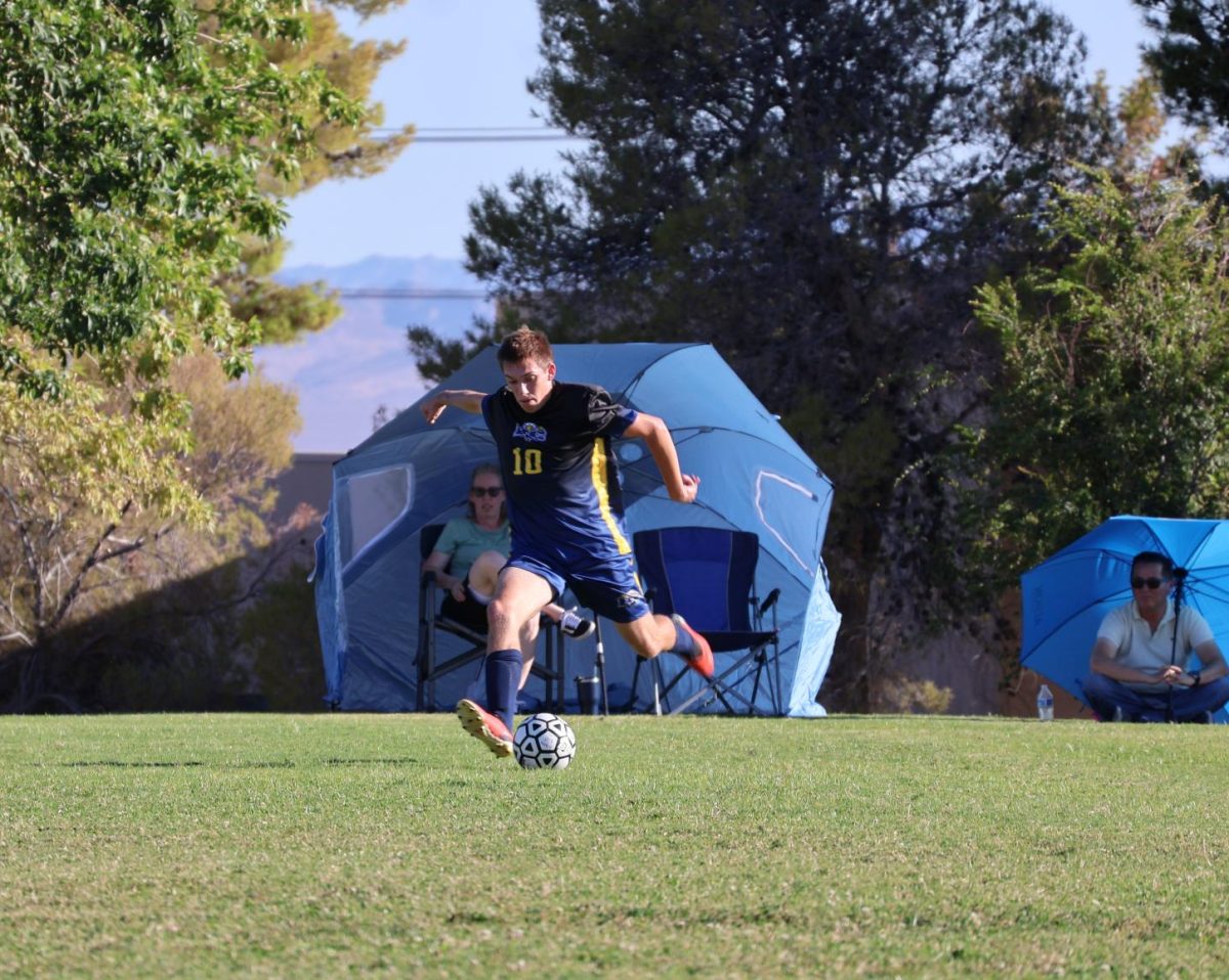 Senior Ben Porter striking the ball. 