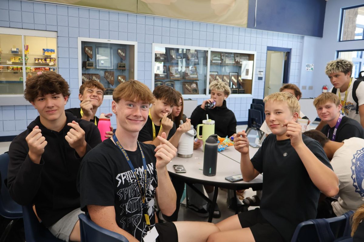 Sophomore Boys smiling at lunch!