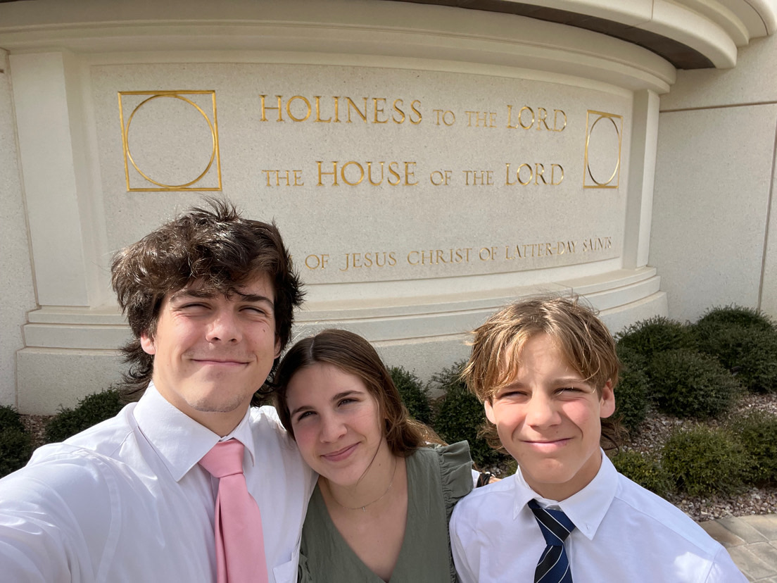 Lyndsea with her brothers ready for Sunday church.