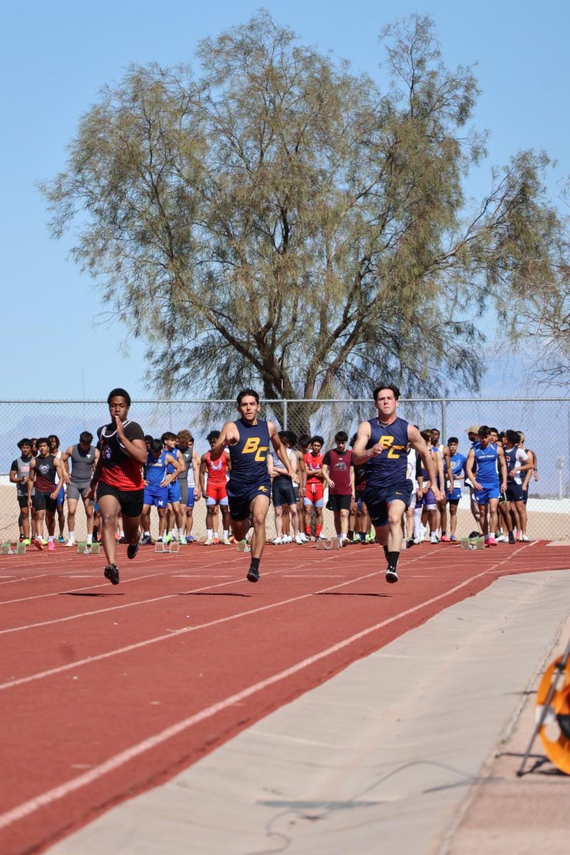 Seniors Gianni Alo and Gavin Grace-Hadad racing to the finish line. 